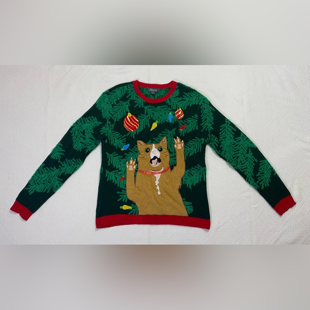 33 Degrees Cat Ornament Ugly Christmas Sweater